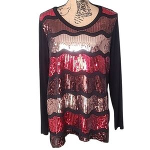 Monamie Sequin Long Sleeve Top